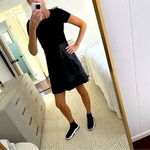 Black leather & jersey dress